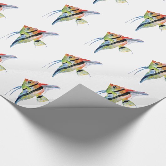 Tropic Fish Drawing Glossy Wrapping Paper Cadeaupapier (Hoek)