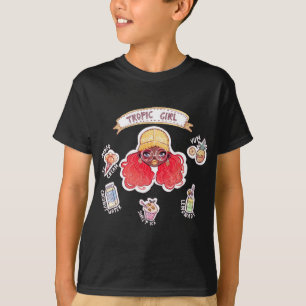 Tropic Meisje Met Mango Ijs Cream Kokosnoot Water  T-shirt