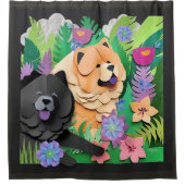 TROPIC TANGO rode zwarte chow Douchegordijn (Voorkant)