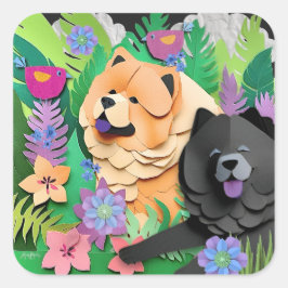 TROPIC TANGO rode zwarte chow Vierkante Sticker