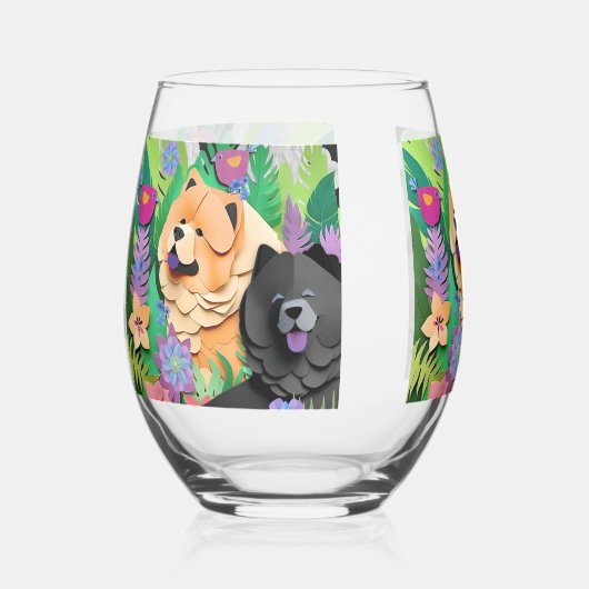 TROPIC TANGO rode zwarte chow Wijnglas Zonder Voet (Voorkant)
