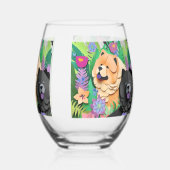 TROPIC TANGO rode zwarte chow Wijnglas Zonder Voet (Achterkant)