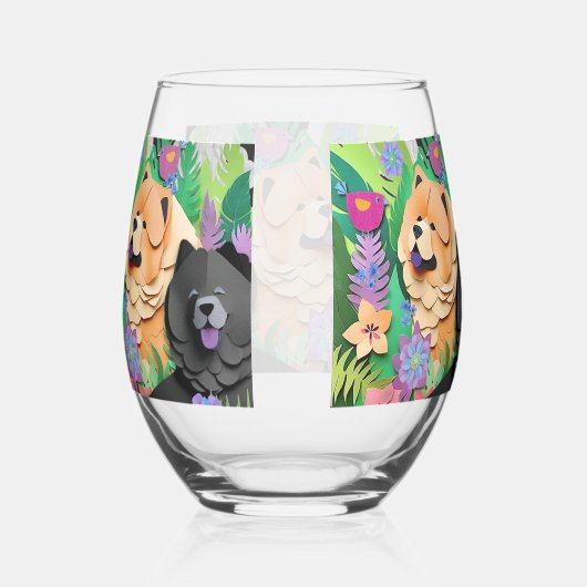 TROPIC TANGO rode zwarte chow Wijnglas Zonder Voet (Rechts)