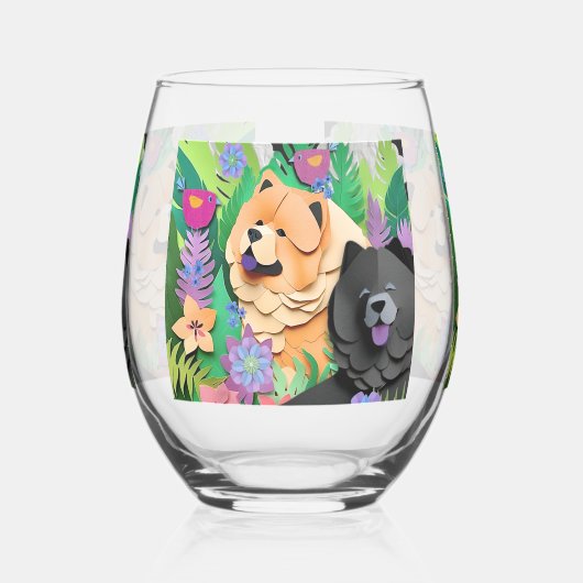 TROPIC TANGO rode zwarte chow Wijnglas Zonder Voet (Links)