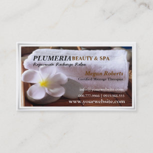 Tropic White Plumeria Spa Skin Care Massage Salon Afsprakenkaartje