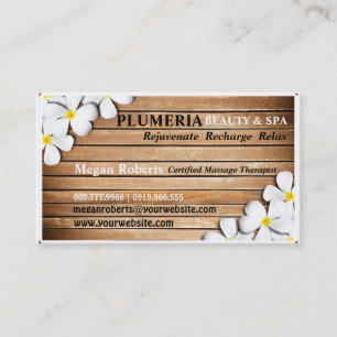 Tropic White Plumeria Spa Skin Care Massage Salon Afsprakenkaartje