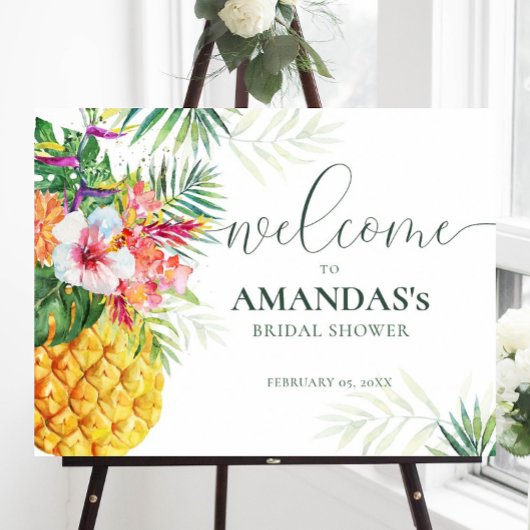 Tropica Ananas Bruids Shower Welkomstbord Poster