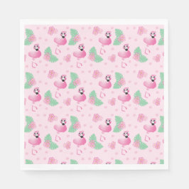 Tropica Flamingo Bird Flower Pattern Tropical Pink Servet