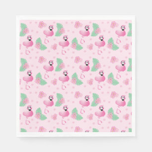 Tropica Flamingo Bird Flower Pattern Tropical Pink Servet