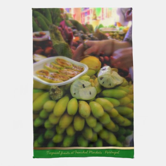 Tropica Fruits @ Funchal Markets Portugal Teatowel Theedoek (Verticaal)
