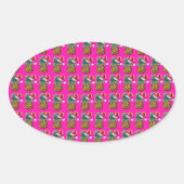 Tropica - Roze Ovale Sticker (Voorkant)