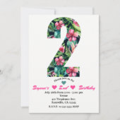 Tropical 2 Twee Tweede Verjaardag Uitnodiging (Voorkant)