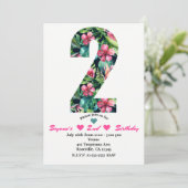 Tropical 2 Twee Tweede Verjaardag Uitnodiging (Staand voorkant)