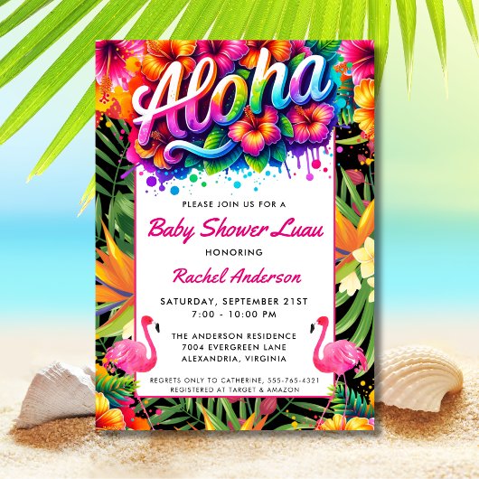 Tropical Aloha Baby Shower Luau  Kaart