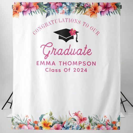 Tropical Aloha Luau Afstuderen 2024 Achtergrond Wandkleed