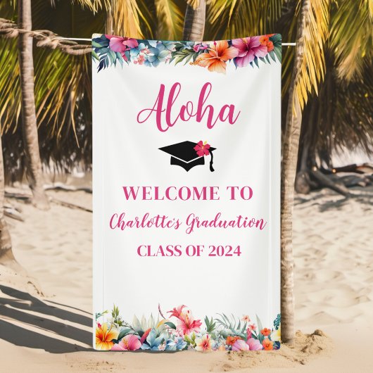 Tropical Aloha Luau Afstuderen 2024 Welkom Spandoek