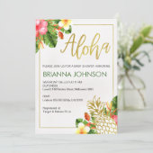 Tropical Aloha Pineapple Baby shower Invitation Kaart (Staand voorkant)