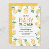 Tropical ananas Baby shower Invitation Kaart (Voorkant / Achterkant)