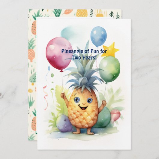Tropical Ananas Jubileum Verjaardag Kaart (Voorkant / Achterkant)
