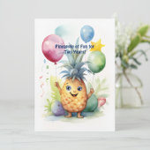 Tropical Ananas Jubileum Verjaardag Kaart (Staand voorkant)