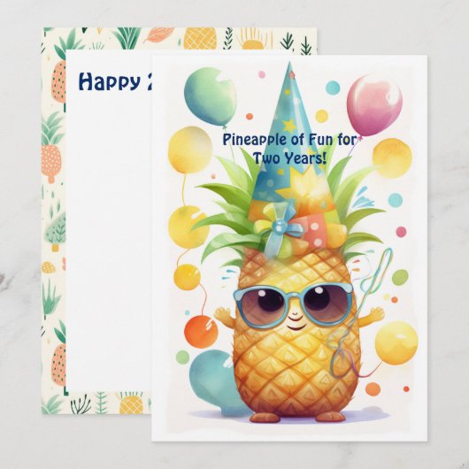 Tropical Ananas Jubileum Verjaardag Kaart (Voorkant / Achterkant)