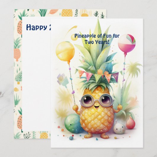 Tropical Ananas Jubileum Verjaardag Kaart (Voorkant / Achterkant)