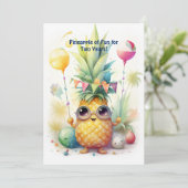 Tropical Ananas Jubileum Verjaardag Kaart (Staand voorkant)