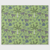 Tropical animals seamless pattern green and grey cadeaupapier (Vlak)