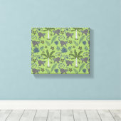 Tropical animals seamless pattern green and grey canvas afdruk (Insitu (Houten vloer))