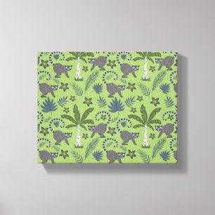 Tropical animals seamless pattern green and grey canvas afdruk