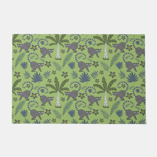 Tropical animals seamless pattern green and grey deurmat (Voorkant)