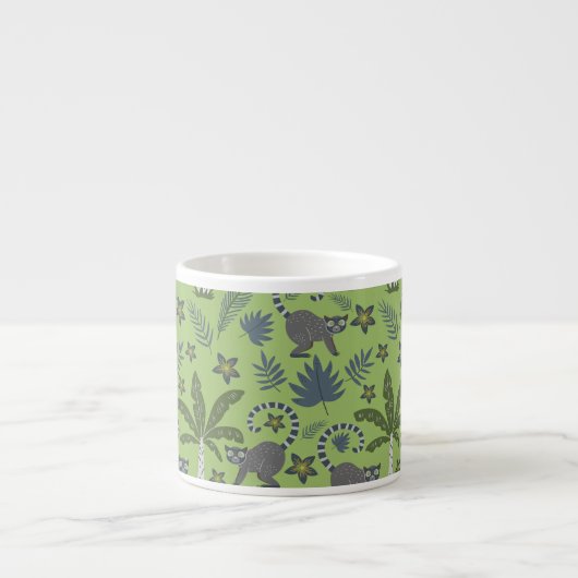 Tropical animals seamless pattern green and grey espresso kop (Voorkant)