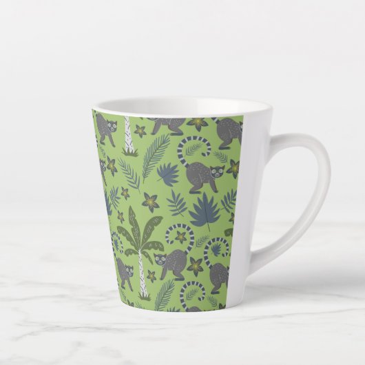 Tropical animals seamless pattern green and grey latte mok (Rechts)