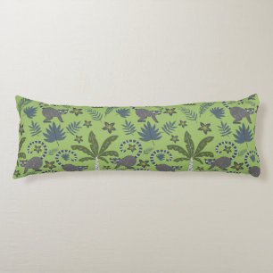 Tropical animals seamless pattern green and grey lichaamskussen
