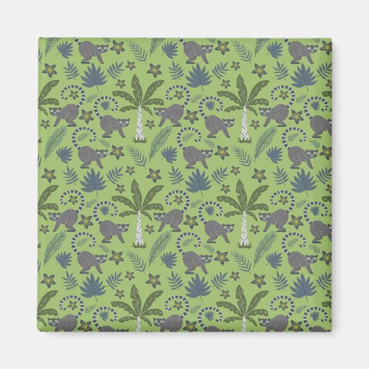 Tropical animals seamless pattern green and grey magneet (Voorkant)