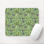 Tropical animals seamless pattern green and grey muismat (Met muis)