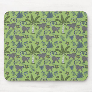 Tropical animals seamless pattern green and grey muismat