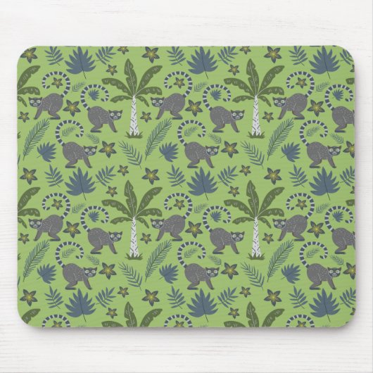 Tropical animals seamless pattern green and grey muismat (Voorkant)
