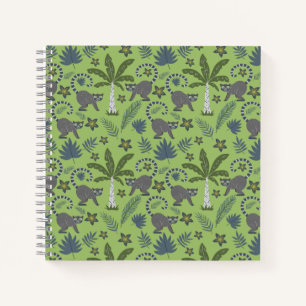 Tropical animals seamless pattern green and grey notitieboek