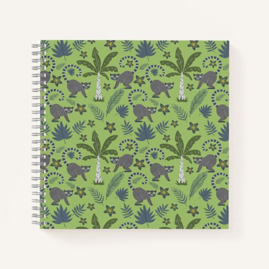 Tropical animals seamless pattern green and grey notitieboek (Voorkant)