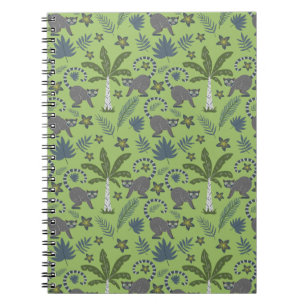 Tropical animals seamless pattern green and grey notitieboek
