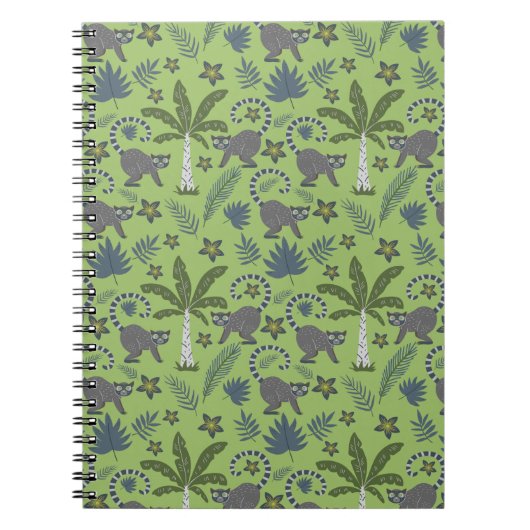 Tropical animals seamless pattern green and grey notitieboek (Voorkant)