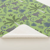 Tropical animals seamless pattern green and grey sherpa deken (3/4)