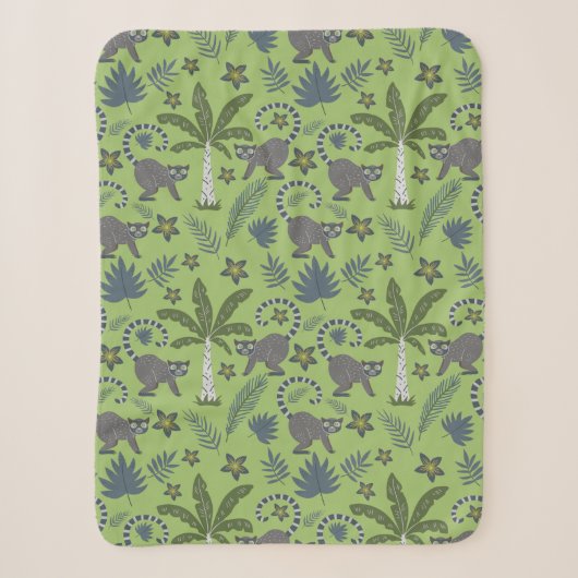 Tropical animals seamless pattern green and grey sherpa deken (Voorkant)