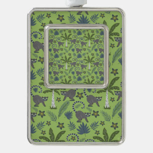Tropical animals seamless pattern green and grey verzilverd omlijst ornament