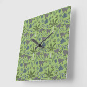 Tropical animals seamless pattern green and grey vierkante klok (Hoek)