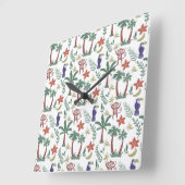 Tropical animals seamless pattern macaw and monkey vierkante klok (Hoek)