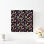 Tropical animals seamless pattern monkey & macaw vierkante klok (Huis)