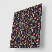 Tropical animals seamless pattern monkey & macaw vierkante klok (Hoek)