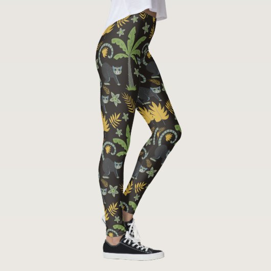 Tropical animals seamless pattern monkey palm tree leggings (Rechts)